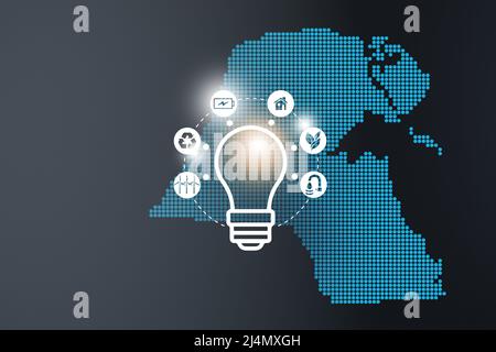 Kuwait renewable energy, wind and solar energy concept with wind ...