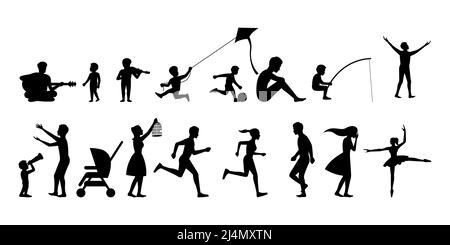 silhouette design of people activity, vector illustration Stock Vector