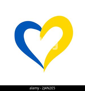 Ukraine support concept, Heart in blue and yellow colors, Peace for Ukraine. Vector isolated on white. Stock Vector