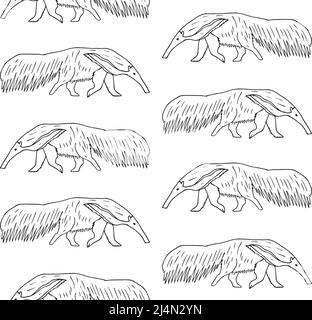 Vector seamless pattern of hand drawn doodle sketch anteater isolated on white background Stock Vector