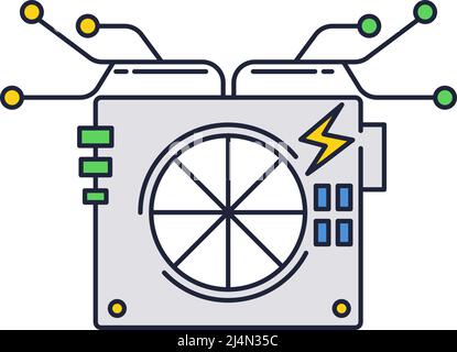 Power box ac supply icon substation vector. Energy voltage convertor, adaptor symbol isolated on white background Stock Vector