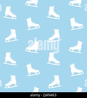 Vector seamless pattern of hand drawn doodle sketch ice skate isolated on blue background Stock Vector