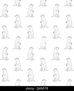 Vector seamless pattern of hand drawn doodle sketch groundhog marmot isolated on white background Stock Vector