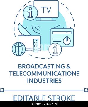 Broadcasting and telecommunications industries turquoise concept icon Stock Vector