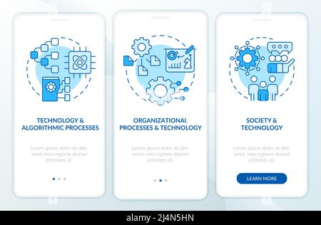 Information systems cooperation blue onboarding mobile app screen Stock Vector