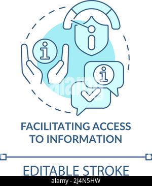 Facilitating access to information turquoise concept icon Stock Vector