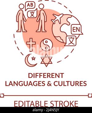 Different languages and cultures terracotta concept icon Stock Vector