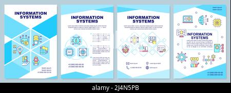 Information systems blue brochure template Stock Vector
