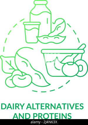 Dairy alternatives and proteins green gradient concept icon Stock Vector