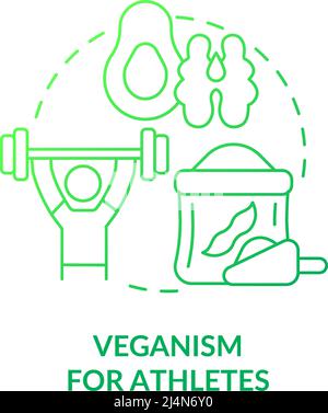 Veganism for athletes green gradient concept icon Stock Vector