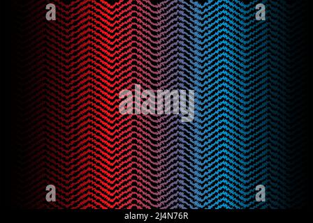Red and blue vibratory lines on black ground, electricity and sound waves concept, minimal abstract background, geometric line pattern backdrop Stock Vector