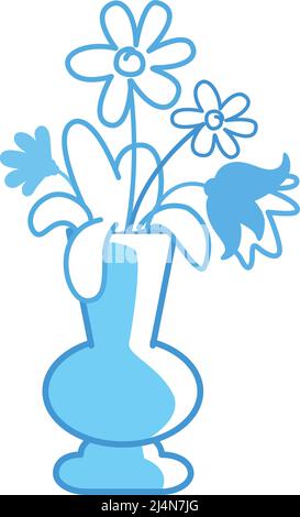 Blue flowers in vase semi flat color vector object Stock Vector