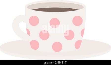 Ceramic cup with saucer semi flat color vector object Stock Vector