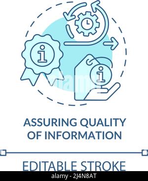 Assuring quality of information turquoise concept icon Stock Vector