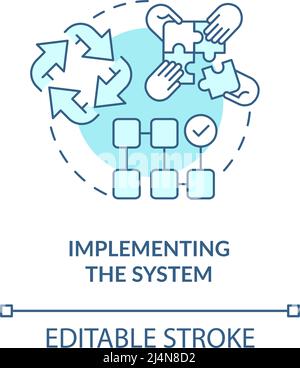 Implementing system turquoise concept icon Stock Vector