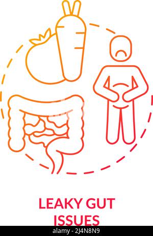Leaky gut issues red gradient concept icon Stock Vector