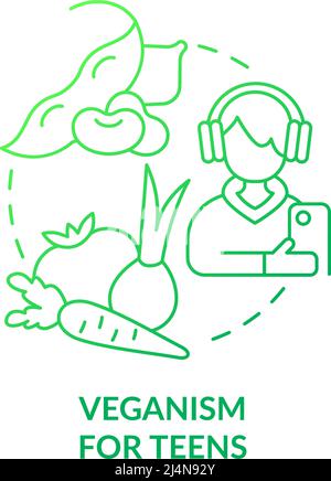 Veganism for teens green gradient concept icon Stock Vector