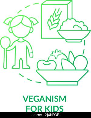 Veganism for kids green gradient concept icon Stock Vector