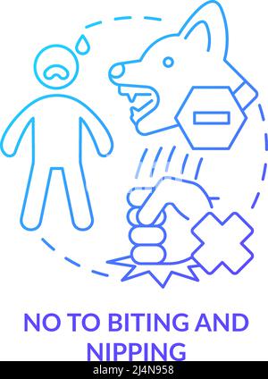 No to biting and nipping blue gradient concept icon Stock Vector