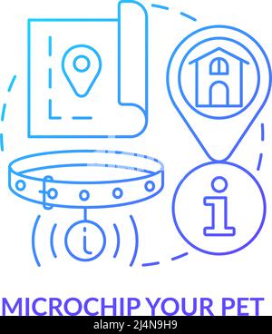 Microchip pet blue gradient concept icon Stock Vector