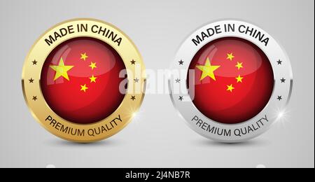 Made in China graphics and labels set. Some elements of impact for the use you want to make of it. Stock Vector