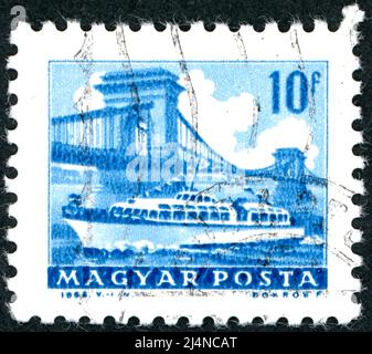 HUNGARY - CIRCA 1963: A stamp printed in Hungary, depicted bus and ...