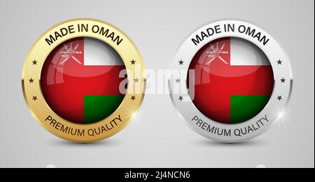 Made in Oman graphics and labels set. Some elements of impact for the use you want to make of it. Stock Vector