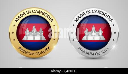 Made in Cambodia graphics and labels set. Some elements of impact for the use you want to make of it. Stock Vector