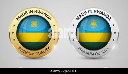 Made in Rwanda graphics and labels set. Some elements of impact for the use you want to make of it. Stock Vector