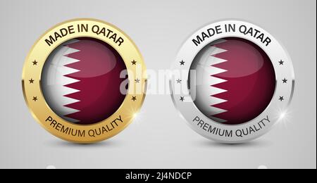 Made in Qatar graphics and labels set. Some elements of impact for the use you want to make of it. Stock Vector