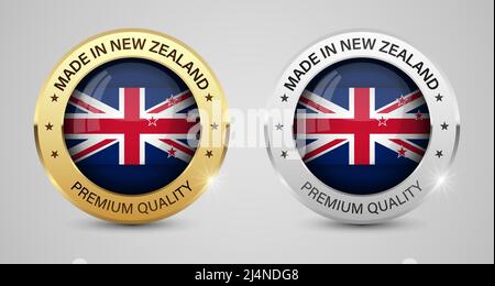 Made in Newzealand graphics and labels set. Some elements of impact for the use you want to make of it. Stock Vector
