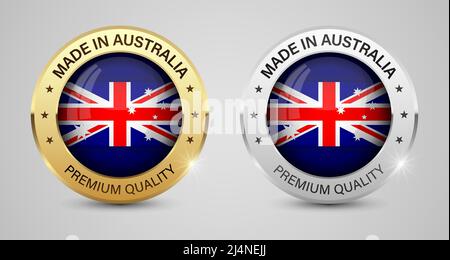 Made in Australia graphics and labels set. Some elements of impact for the use you want to make of it. Stock Vector