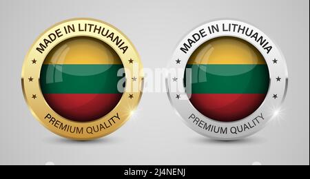 Made in Lithuania graphics and labels set. Some elements of impact for the use you want to make of it. Stock Vector