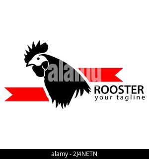 Rooster logo vector. Flat design. Vector Illustration on white background. Stock Vector