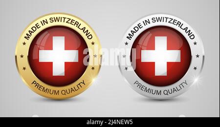 Made in Switzerland graphics and labels set. Some elements of impact for the use you want to make of it. Stock Vector