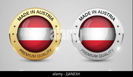 Made in Austria graphics and labels set. Some elements of impact for the use you want to make of it. Stock Vector
