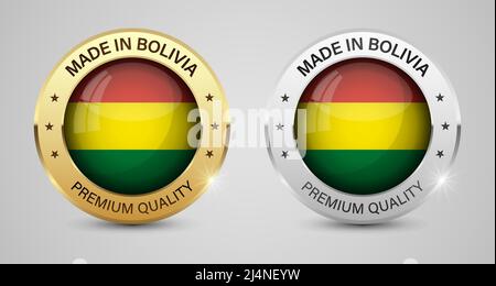 Made in Bolivia graphics and labels set. Some elements of impact for the use you want to make of it. Stock Vector