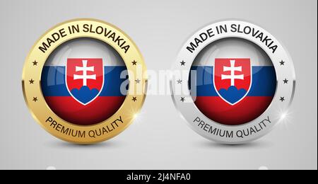 Made in Slovakia graphics and labels set. Some elements of impact for the use you want to make of it. Stock Vector