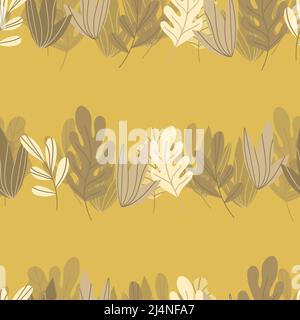 Floral seamless with hand drawn color leaves. Cute autumn background.Tropic brown branches. Modern floral compositions. Fashion vector stock Stock Vector
