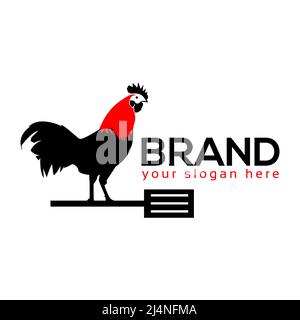 Rooster meat restaurant logo vector. Flat design. Vector Illustration on white background. Stock Vector