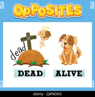 Opposite English words for kids illustration Stock Vector