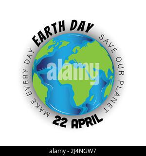 Earth Day - 22 April. Ecology concept. World environment and earth day concept, Stock Vector