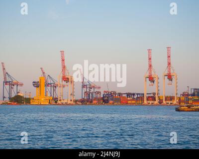 Port of Odessa with cranes, containers, ship Stock Photo