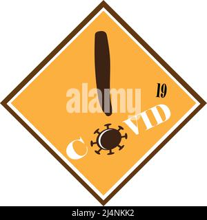 Graphic poster for coronavirus protection. Yellow sign on the white background. Vector illustration. Social distancing. Stock Vector