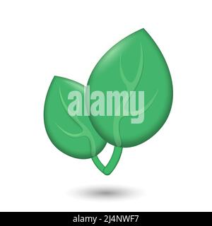 Cartoon green leaf ecology concept. Organic plant extract non gmo symbol. Flat natural seedling farm market vector illustration Stock Vector