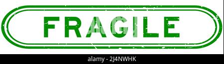 Grunge green fragile word rubber seal stamp on white background Stock Vector