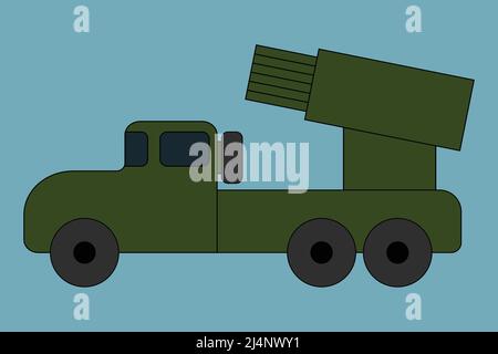 MRL Multiple rocket launcher flat design icon Stock Vector