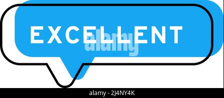 Speech banner and blue shade with word excellent on white background Stock Vector