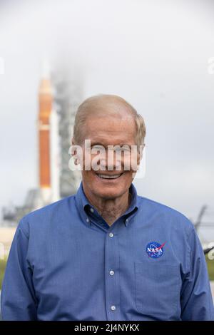 KENNEDY SPACE CENTRE, FLORIDA, USA - 24 March 2022 - NASA Administrator Bill Nelson visits Kennedy Space Center’s Launch Pad 39B in Florida, following Stock Photo