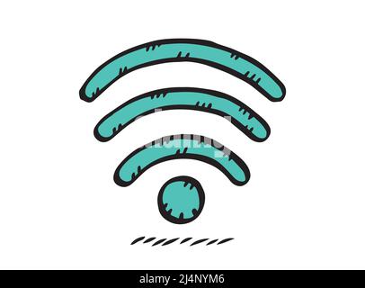 Doodle illustration of wifi icon. Hand drawn vector. Stock Vector